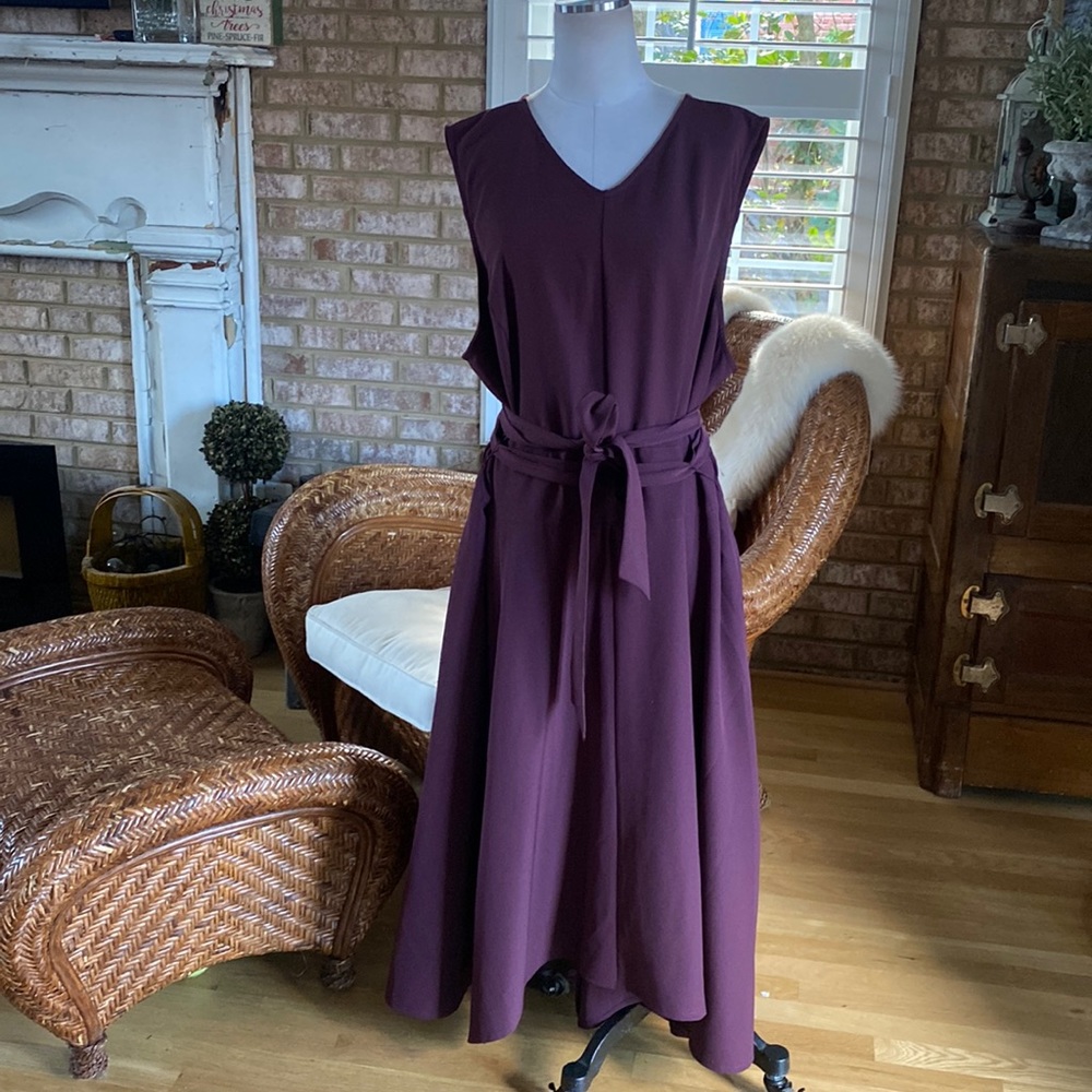LANE BRYANT SLEEVELESS BELTED DRESS 28 PLUS NEW HIGH LOW HI LO